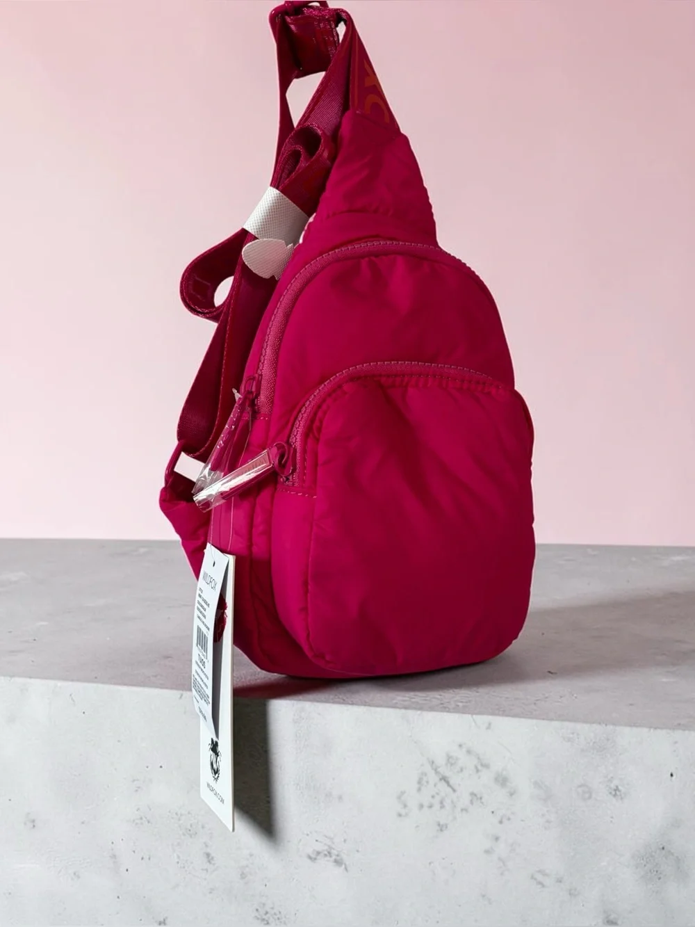 Wildfox NWT Fuchsia Sling Bag with logo adjustable guitar strap